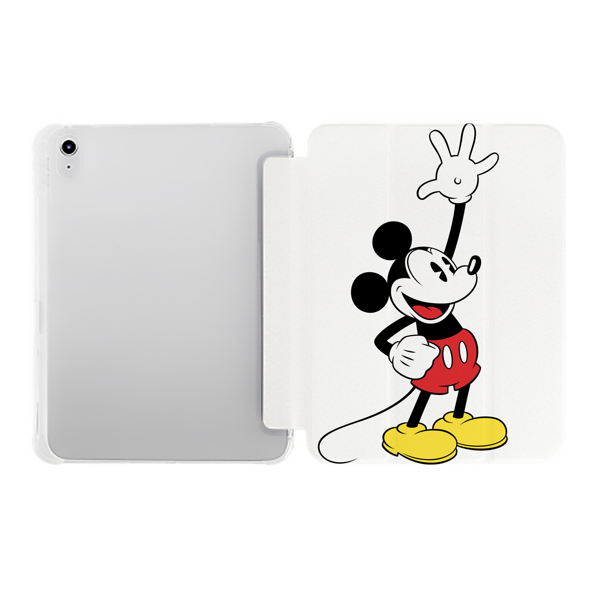 （画像用） ミッキーマウス Mickey Mouse IPad ケース ペン収納付き 三つ折りスタンド PUレザー×シリコン 対応機種9.5/10.5/10.9インチ